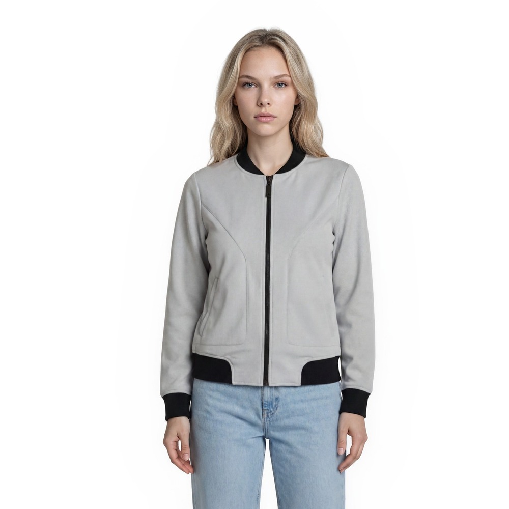 Athleta Bomber Jacket Women's Size XS Gray Black Lightweight Zip Up